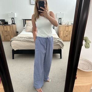 American Eagle Outfitters Woman’s Blue and White Wide Leg Pants Size Medium